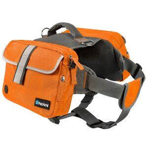 PetAmi Orange Large Dog Harness Hiking Camping Training Bag Vest Saddle Bag NEW